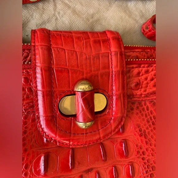 Brahmin Red Croc Embossed Leather Bag PRISTINE - Picture 2 of 8